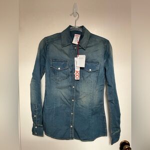 FIORUCCI Blue Camicia Button Down Shirt Classic Retro Size 38